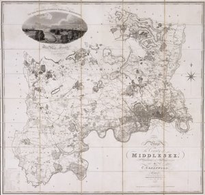 Kaart van het graafschap Middlesex, gepubliceerd 1819